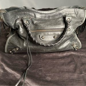 BALENCIAGA- The city two way shoulder handbag Black/Grey Leather- Limited use